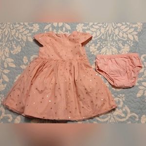Carters 12 month dress dusty pink with gold foil stars comes with bloomers